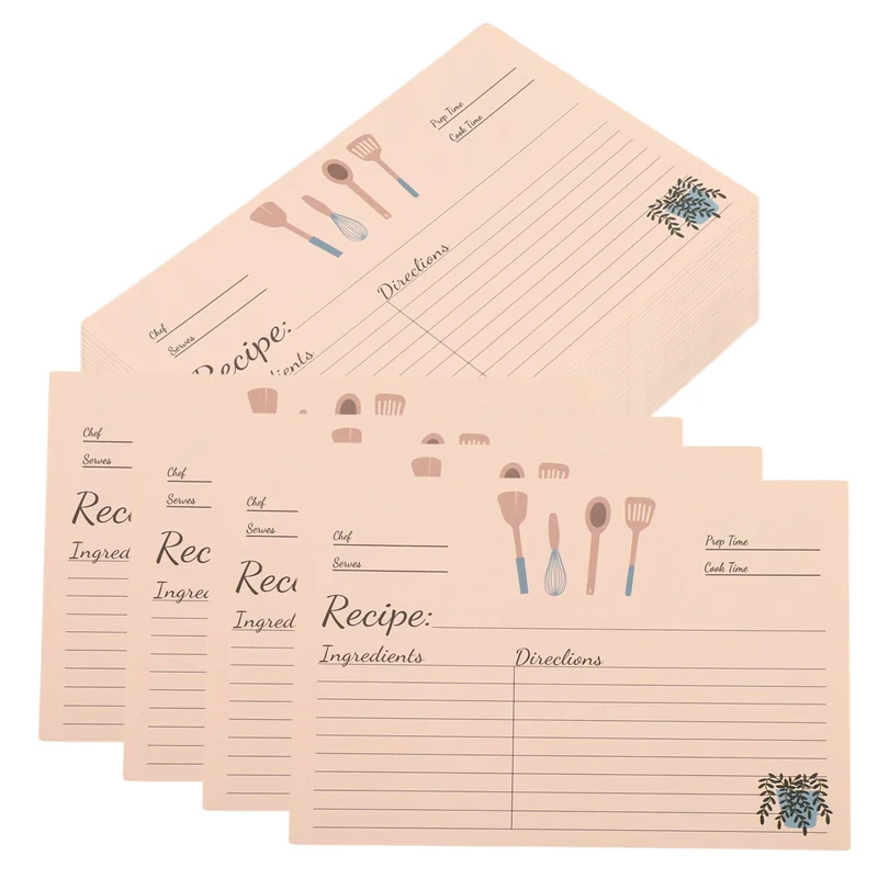 Popular Recipe Cards Set Kit 4X6inches Of 100 Double Sided Thick Cardstock Blank Recipe Cards Set For Mom, Sister, Daughter, Fri