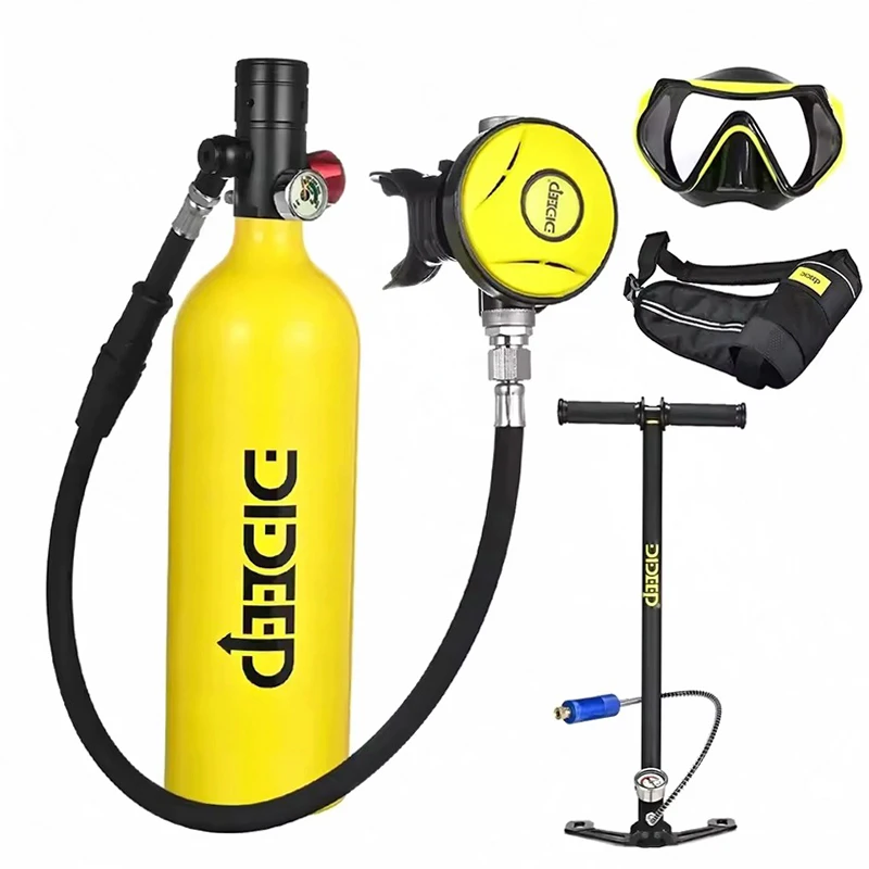 1L Scuba Diving Cylinder Oxygen Tank Set Respirator Air Tank Hand Pump for Snorkeling Buceo Diving Equipment