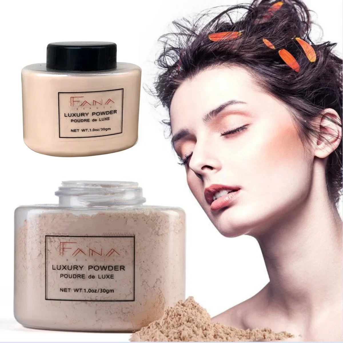Ensemble de poudre de fond de teint pour le visage, 4 couleurs, luxe, pour femmes, outil de maquillage de beauté, contrôle de l'huile de banane en vrac