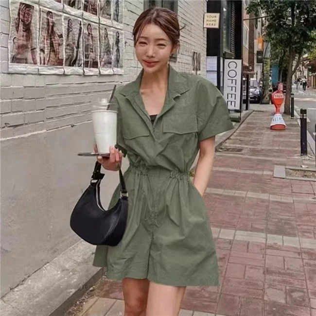 

Повседневный летний рабочий комбинезон для женщин: брюки с завязками на талии, утягивающие, с высокой талией, из полиэфирного волокна, длина 3/4