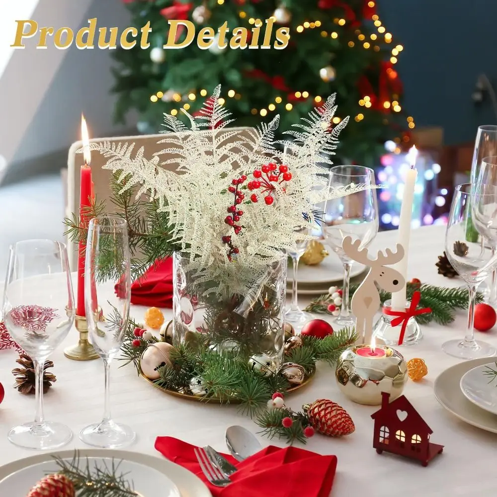 

Glittered Leaves Christmas Tree Branches Wreath Twinkle Bouquet Gift Artificial Pine Branches Xmas Tree Ornament DIY Wreath