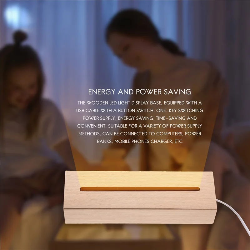 

Wooden Rectangle Light Base,Wood LED Display Base Pedestal Light Lamp Stand For Acrylic,Crystal,Night Light,Resin Art-B61B