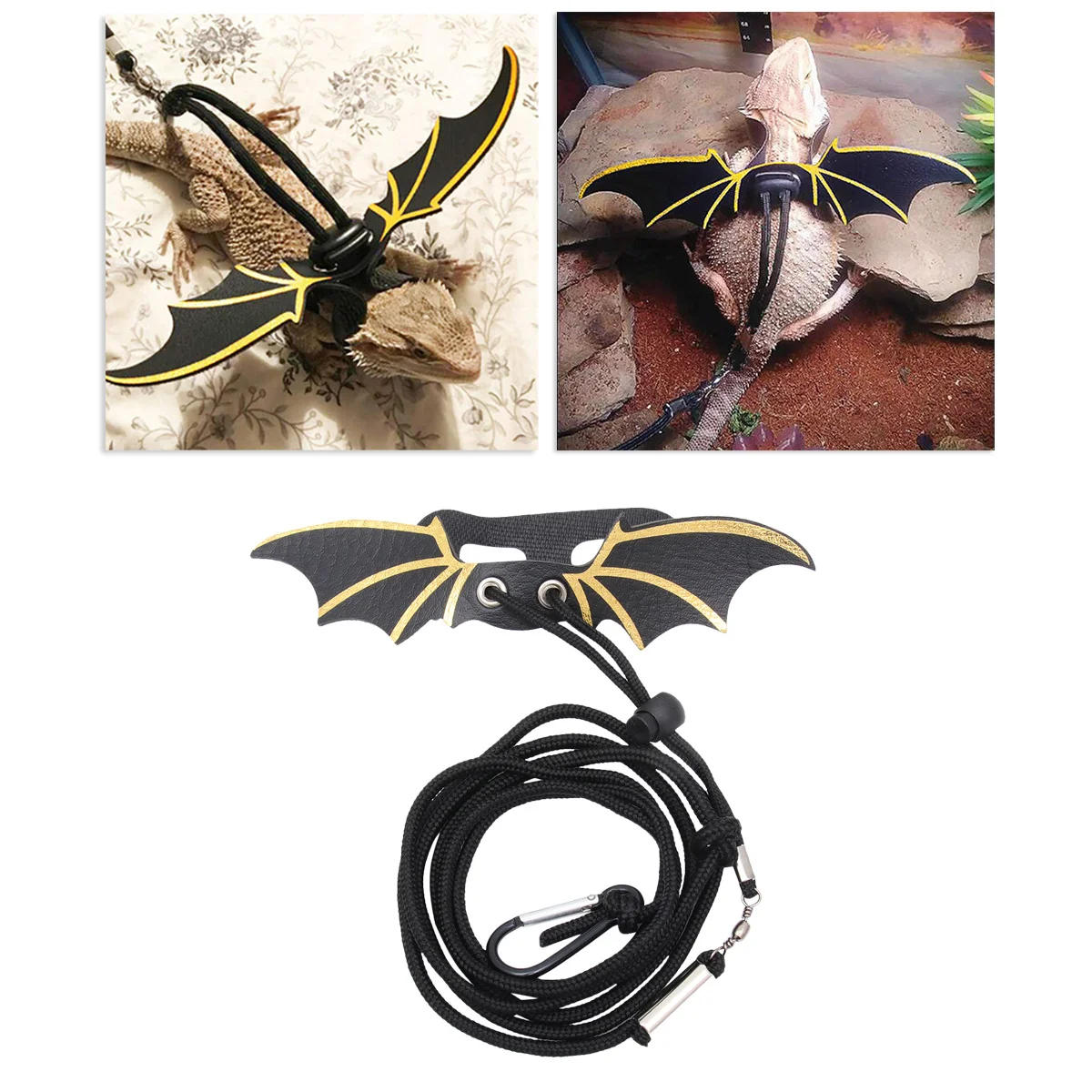 

Lizard Harness Adjustable Devil Wing Construction Never Folds Bright Unique Look Pet Reptile Walking