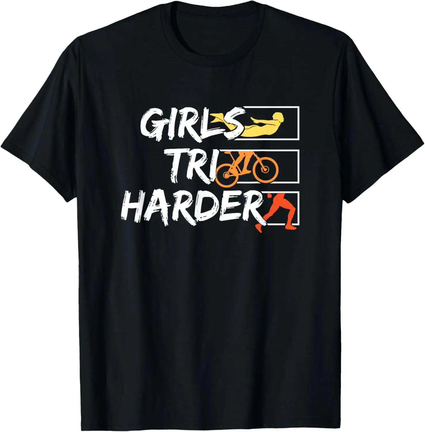 Girls Tri Harder Funny Woman Triathlon Athlete T-Shirt Unisex Summer Streetwear Tops Casual  Custom T-Shirt Camisas