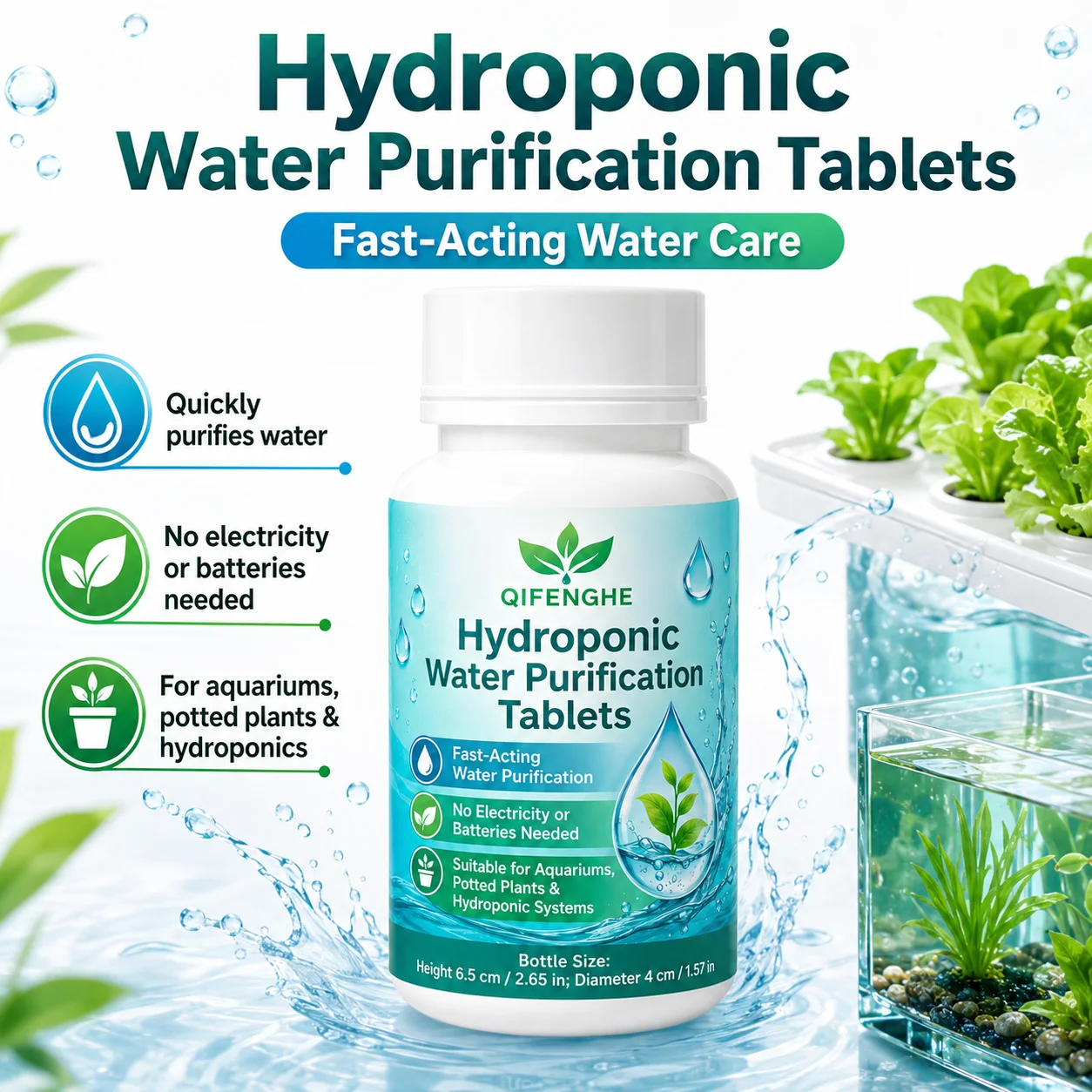 Aquarium Plant Vitamins - 水耕栽培、水槽、植物用の速効性浄水タブレット、電気不要
