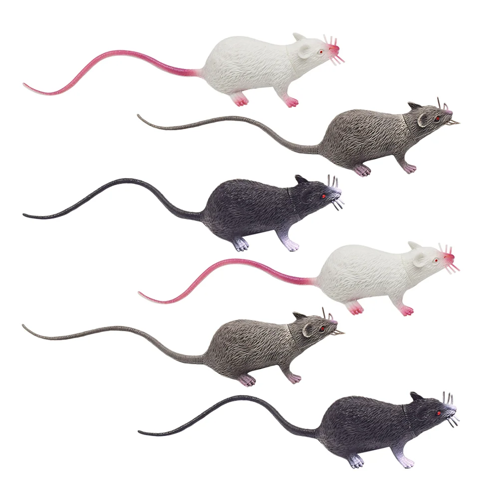 6 Pcs Pet Cat Decorations Simulation Mouse Child Halloween Joke Prank Toy Pvc Realistic Model