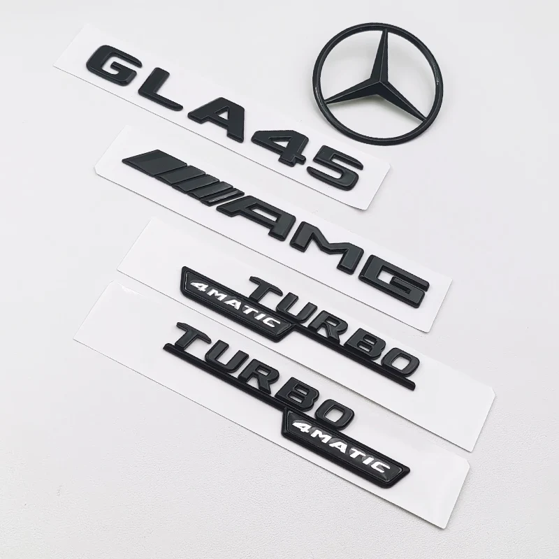 3D ABS Black GLA45 Logo Body Kit TURBO 4MATIC Emblem Badge Car Rear Star Sticker For Mercedes Benz GLA 45 X156 AMG Accessories