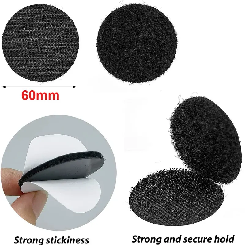 10-30Pairs 60mm Hook and Loop Fastener Tape Strong Self Adhesive Sticky Tape Mounting Tape for Home Office Decor