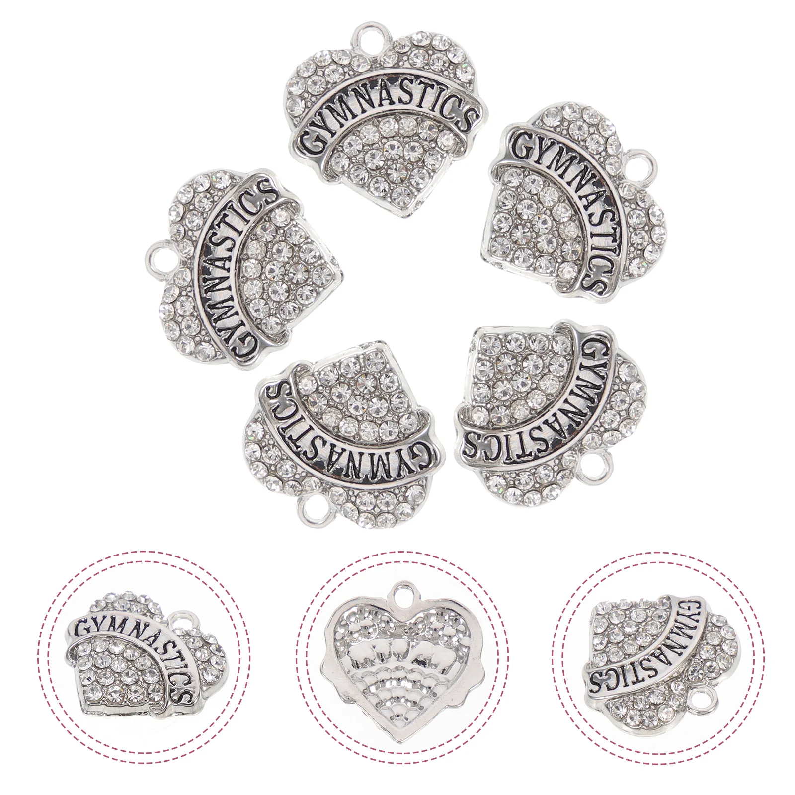 

5pcs Heart Shaped Bracelet Accessories Necklace Pendants Jewelry Diy Decor For Girls Charms Shiny Durable Skin-Friendly Creative