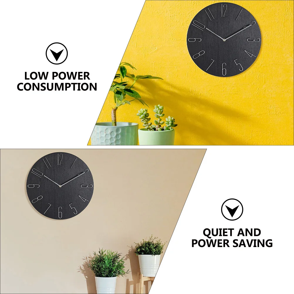 

12 Inch Decorative Wall Clock Operated Round Plastic Wall Clock Home Ornament for Living Room Bedroom Kitchen