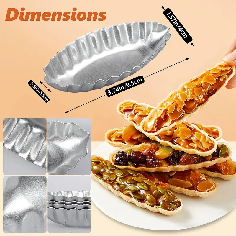 5/10/15pcs Boat Shape Egg Tart Mold Aluminum Cookies Fruit Cake Moulds For Kitchen Pudding Pastry Baking Decorating Tools