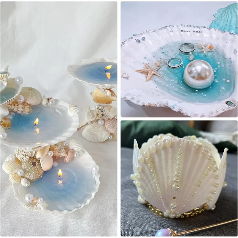 【24 Hours Sale】Scallop Shells Seashell 4" To 5" Large Scallop Shells With Brushes And Acrylic Paint Strips For Crafts Decor
