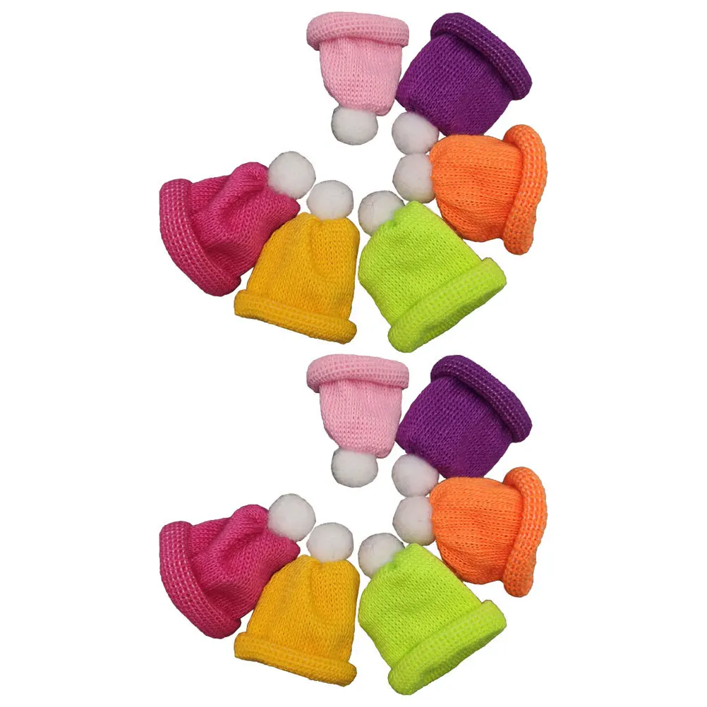 

12Pcs Mini Christmas Knit Hats Small Wool Yarn Caps Lightweight Stretchy Knitting Hat Accessories for Holiday Decorations DIY