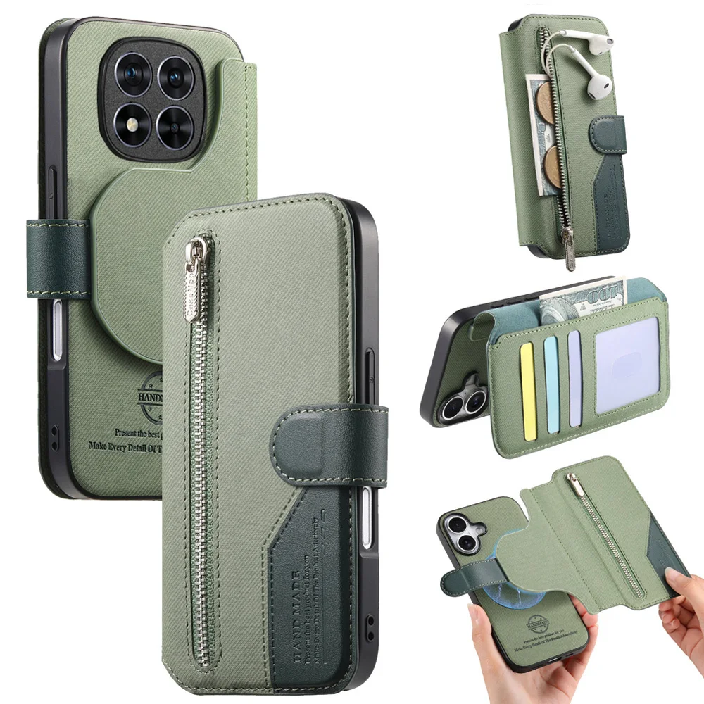 

Чехол-книжка Honor Magic 7 Pro 5G со съемным магнитом 2 в 1, кожаный чехол-кошелек RFID для Huawei Honor Magic 7 Lite Magic7 Etui на молнии