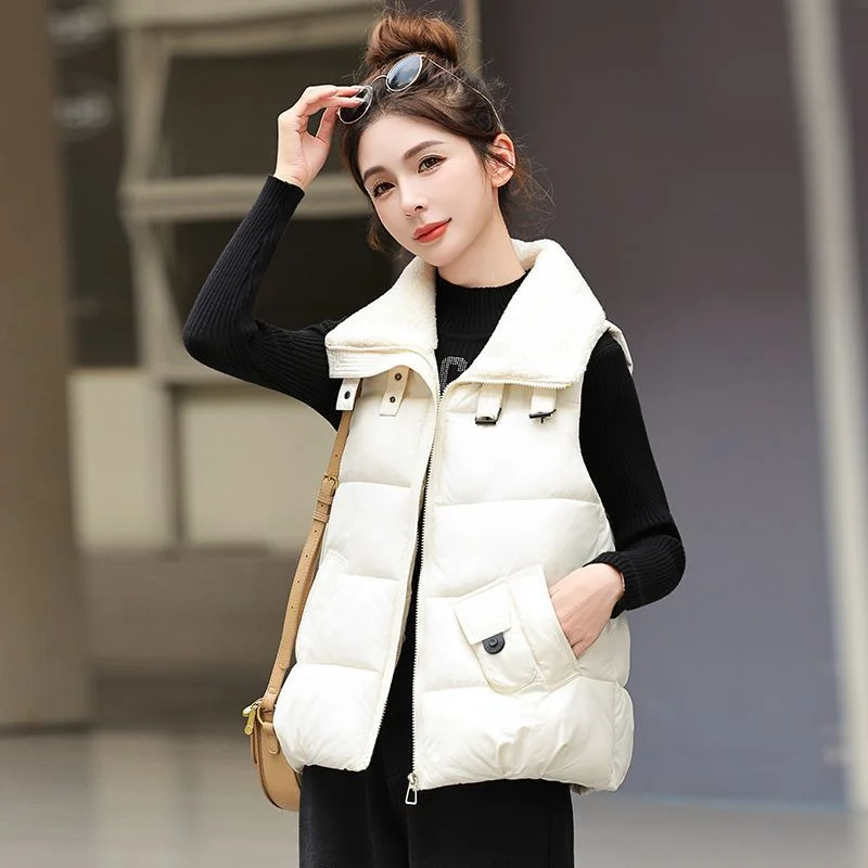 

Women's Cotton Vest 2025 New Autumn Winter jacket Stand Up Collar Korean Style Fashion Vest Coat Thickened Keep Warm Outerwear