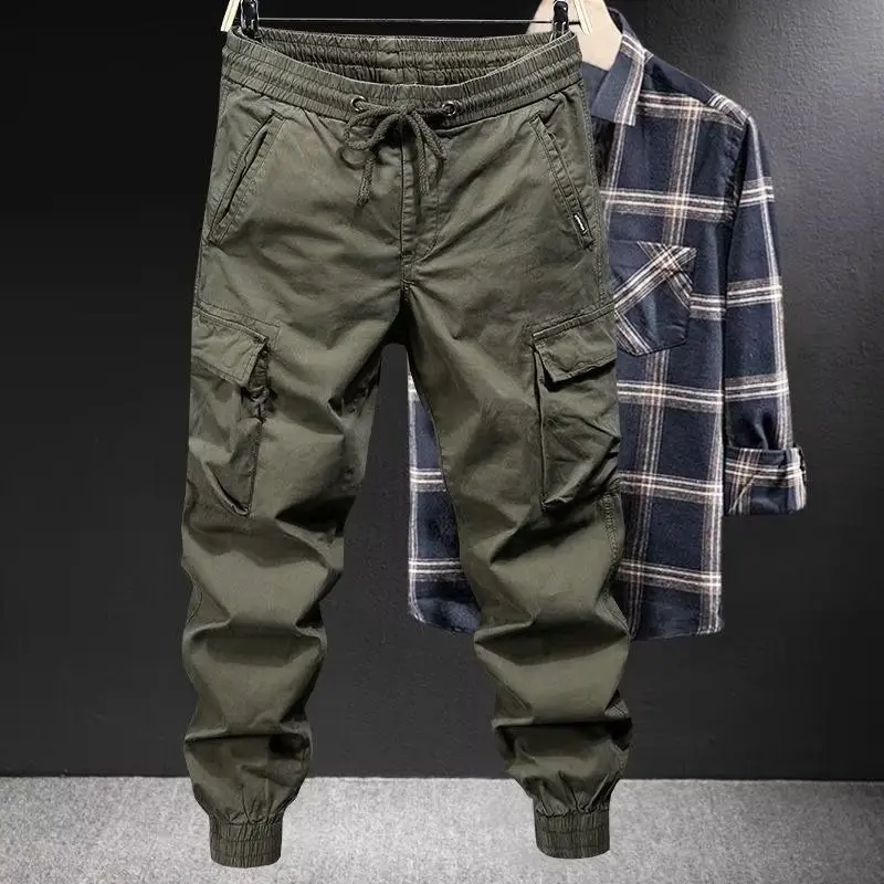 

Men's Fce Lined Cargo Pants Autumn Winter Loose Fit Large Size Casual Trousers with Multiple kets Wear Resistant Cuffed