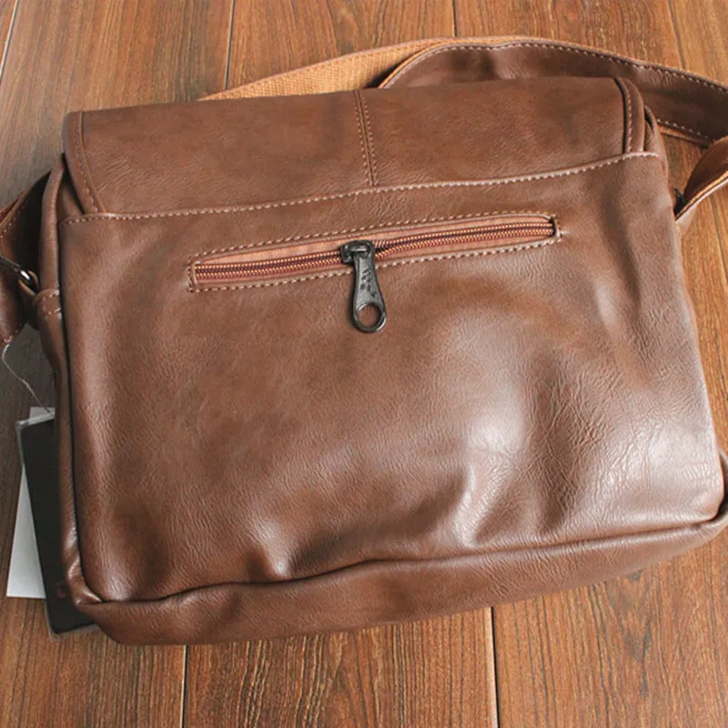 Vintage PU Leather Men's Shoulder Bag Casual Crossbody Bag Large Capacity iPad Messenger Bag Male Fashion Sling Bag