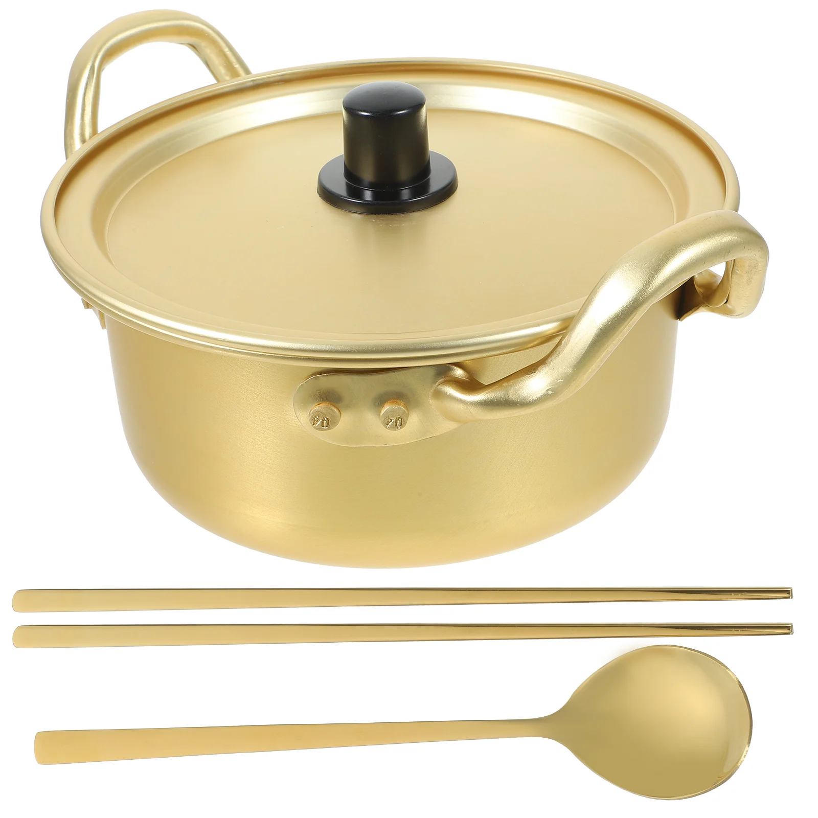 

Nonstick Frying Pan Instant Noodle Pot Aluminum Korean Soup Seafood Cookware Golden Household