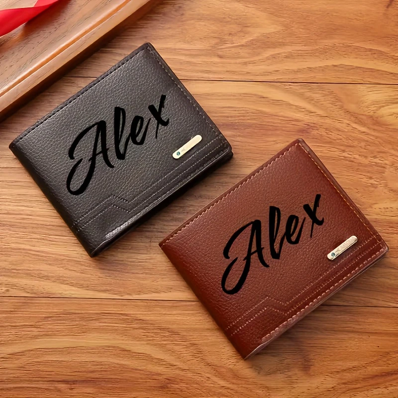 Texto e Iniciais Personalizáve - Bifold Leather Wallet avaliação e preço