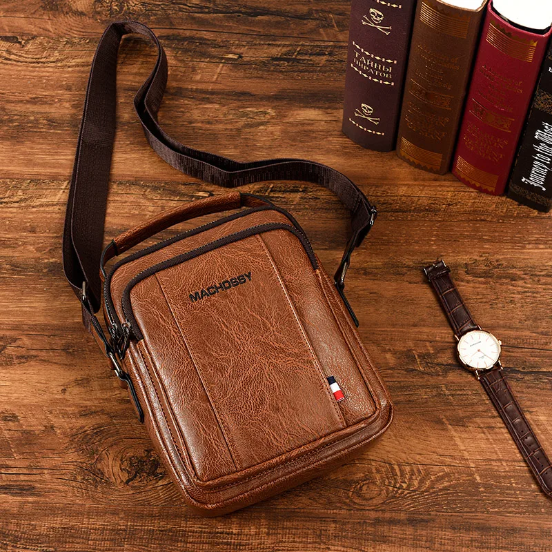 Vintage Men Shoulder Bags Crossbody Bag Multi-function Men\'s Handbags Capacity PU Leather Bag For Male Messenger Bags Tote Bag