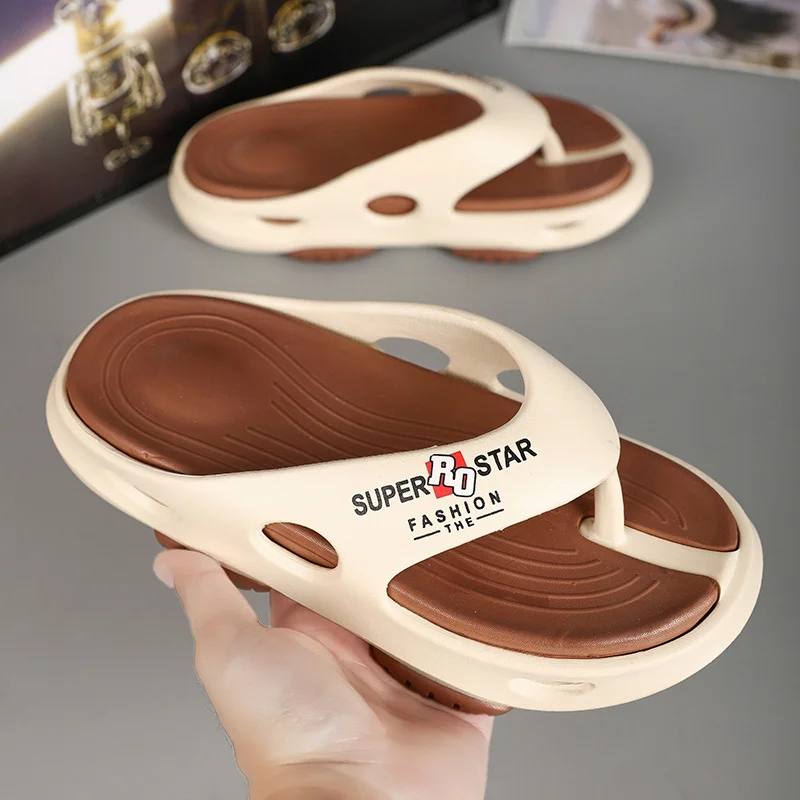 

New Men Flip Flops Cool Men Slippers EVA Soft Thick Soled Slippers Outdoor Beach Slides Fashion Shoes Men Sandals