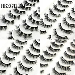 HBZGTLAD New 2-10 pairs 6D Faux Mink Lashes volume Fluffy Soft fake eyelash wispy lashes Natural Long False Eyelashes Extension