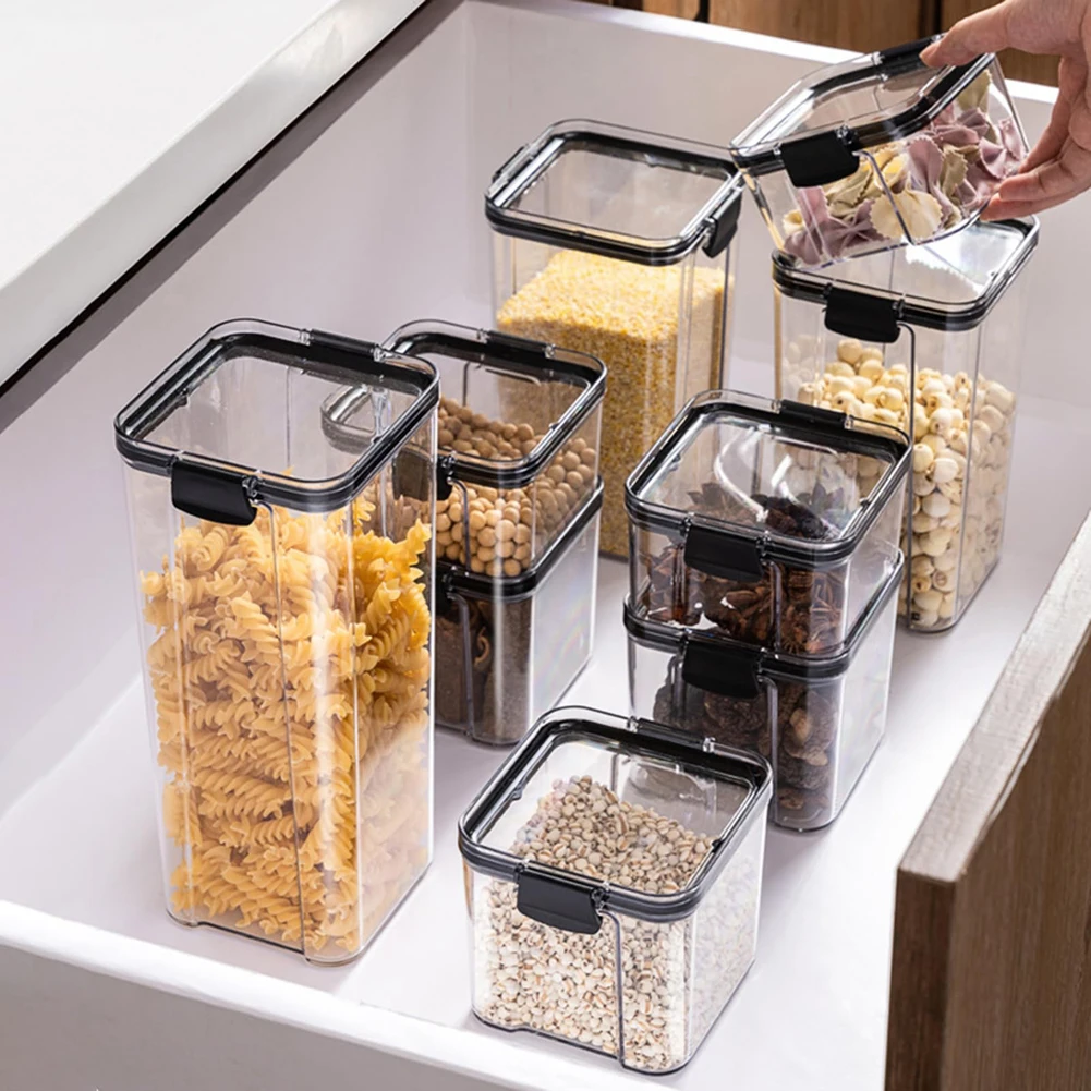 Food Storage Stackable Containers - 4'lü Set Mutfak İstiflenebilir Mühürlü Kavanoz