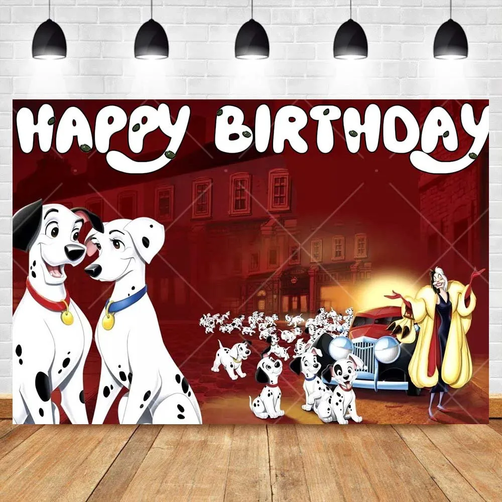 Cartoon Disney 101 Dalmatians Dogs Backdrop Custom Child Birthday Party Decors Banner Baby Shower Photography Background Poster