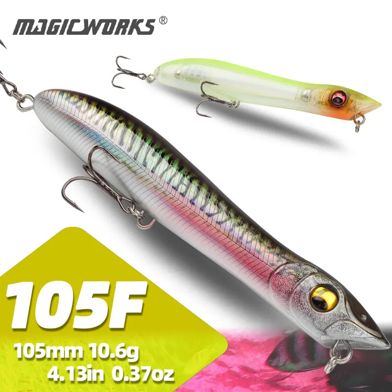 

Magic Works Fishing Pencil Lure 105mm 10.6g Walking the Dog Fishing Surface Popper Floating Topwater Pencil Artificial Bait