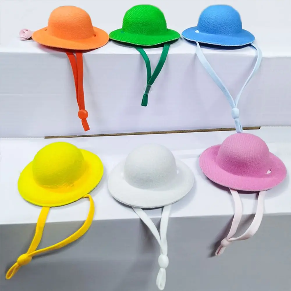 30CM Doll Clothes Headwear Miniature Hat Fashion Sun Hat Candy Color Bucket Cap With Windbreak Rope For 1/6 Bjd Dolls Accessorie