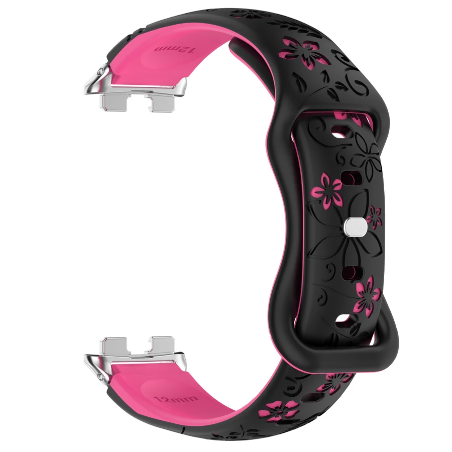 Siliconen 3D Gegraveerde Bloem Armband voor Huawei Band 8 9 10 Band Smart Horloge Ademende Horlogeband voor HUAWEI Band 8 9 10 Band
