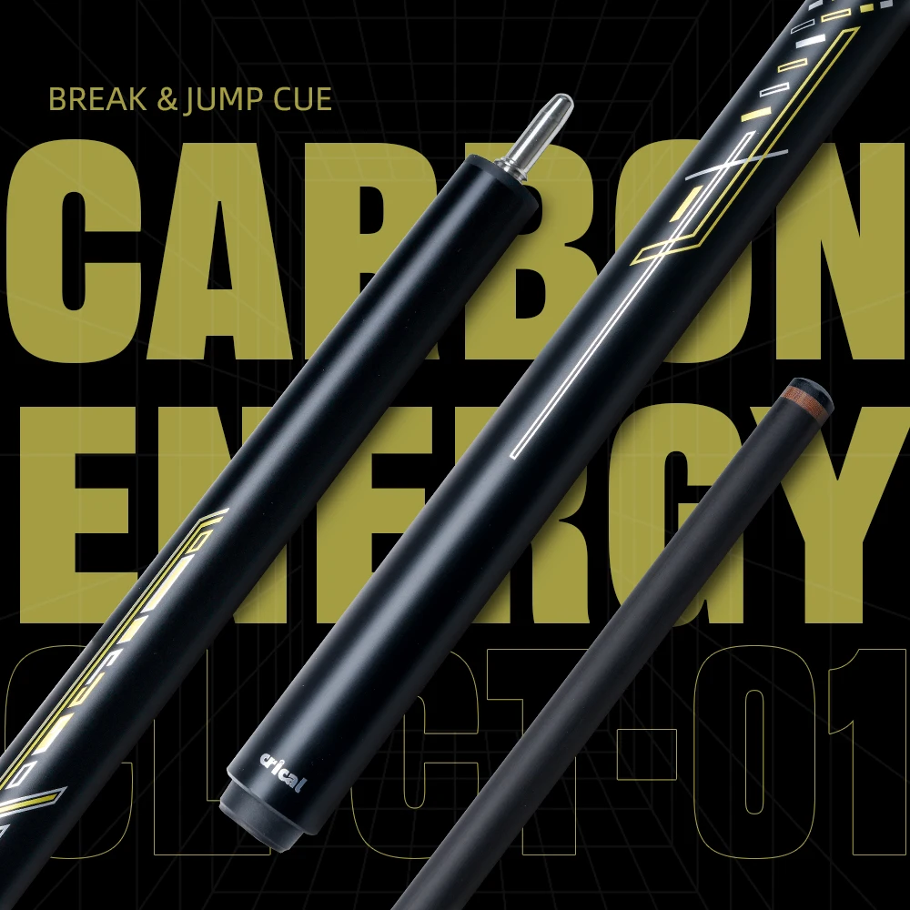 Carbon Fiber Break Jump Cue 3-Piece Low Deflection 12.9mm Bakelite Tip Uni-Loc Joint 58in 20oz Pool Cue Stick CRICAL