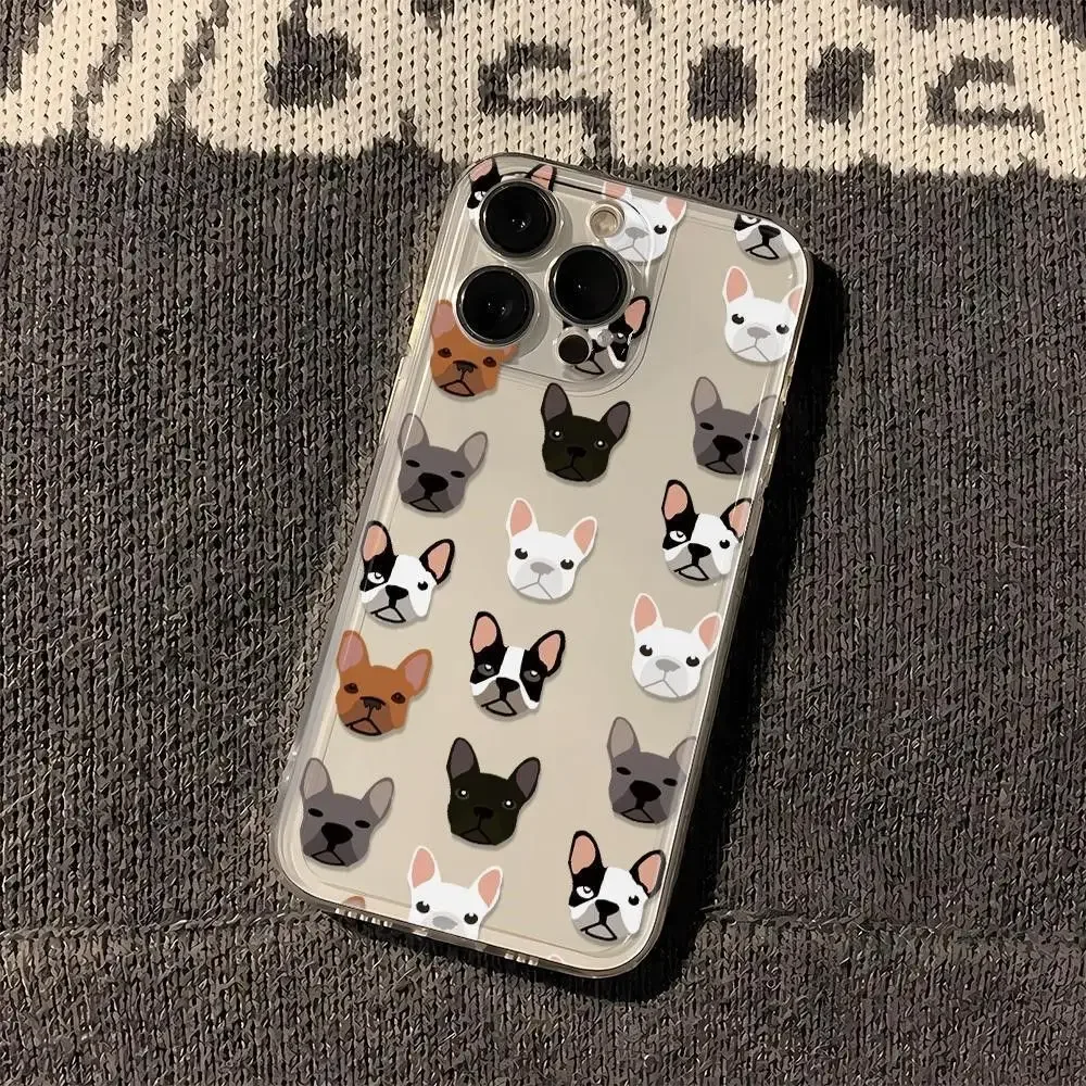 

Cute French Bulldog Phone Case For iPhone 17 16 15 11 12 14 13 Pro Max Mini X XS XR 7 8 Plus SE 16E Shockproof Soft Cover Fundas