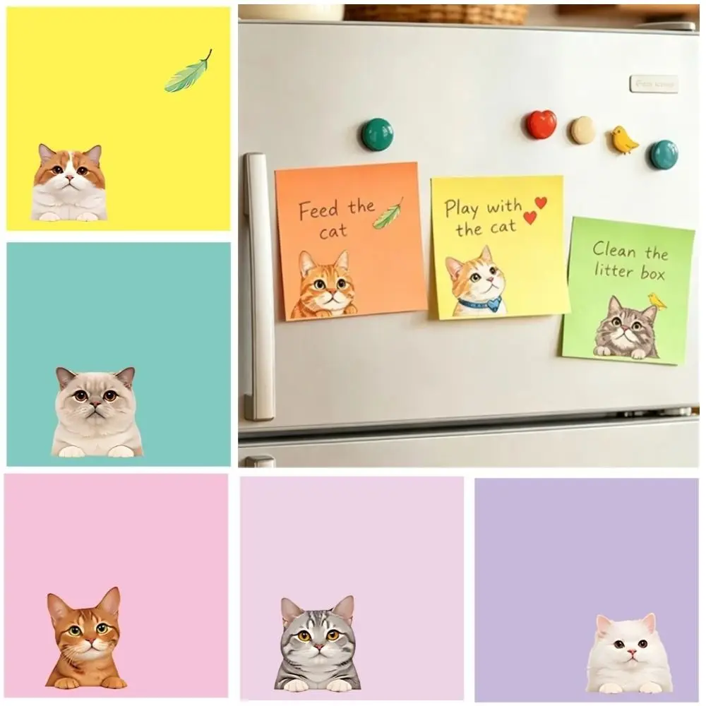 9pcs Set Cute Macaron Style Cartoon Sticky Notes Random Patterns Sticky Backing Colorful Page Markers Small Notepads Student