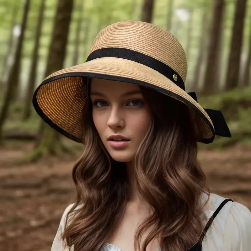 New Model Straw Hat For Women, Summer UV Protection,Sunshade Hat,Open-Top Sun Hat With Large Brim, Fisherman’s Hat.