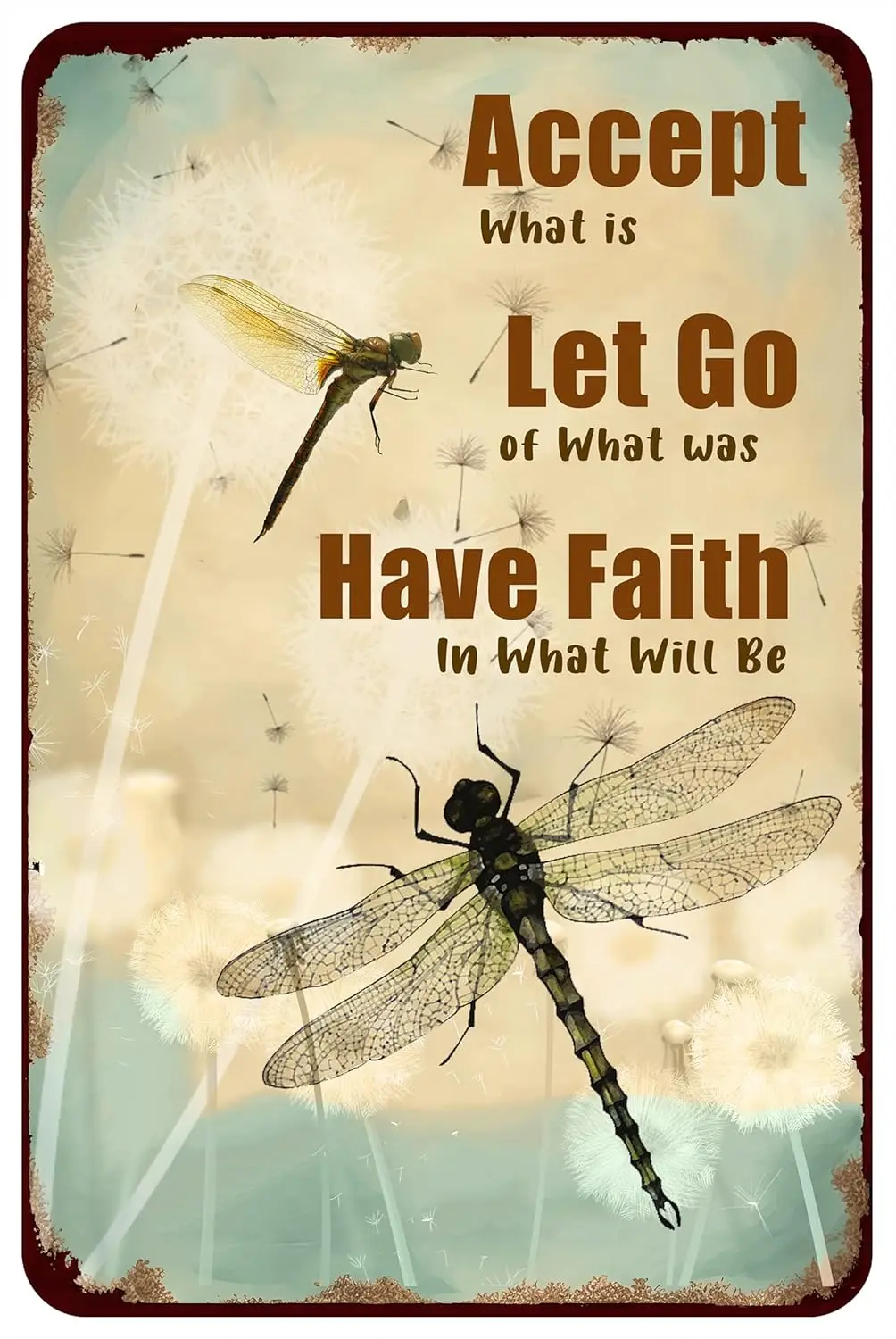 Y1,Vintage Dragonfly Tin Signs Decor Gifts For Women Wall Art Accept What is Metal Sign -aluminum