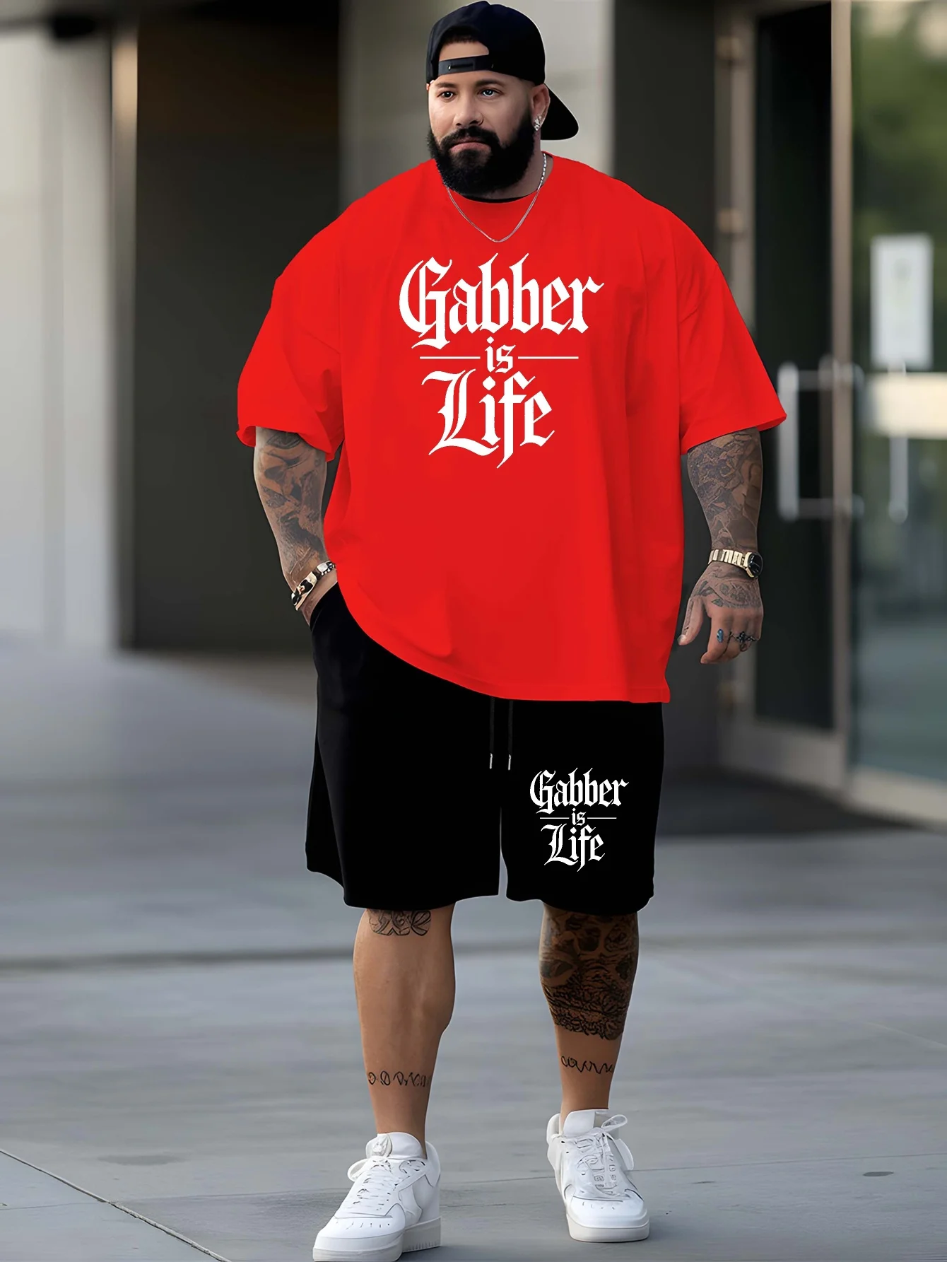 Plus Size Loose Men's Outfit Clothing Men's Summer Set Breathable Men's T-Shirt and Shorts 2 Pieces Set Sports Tracksuit for Man - view 2