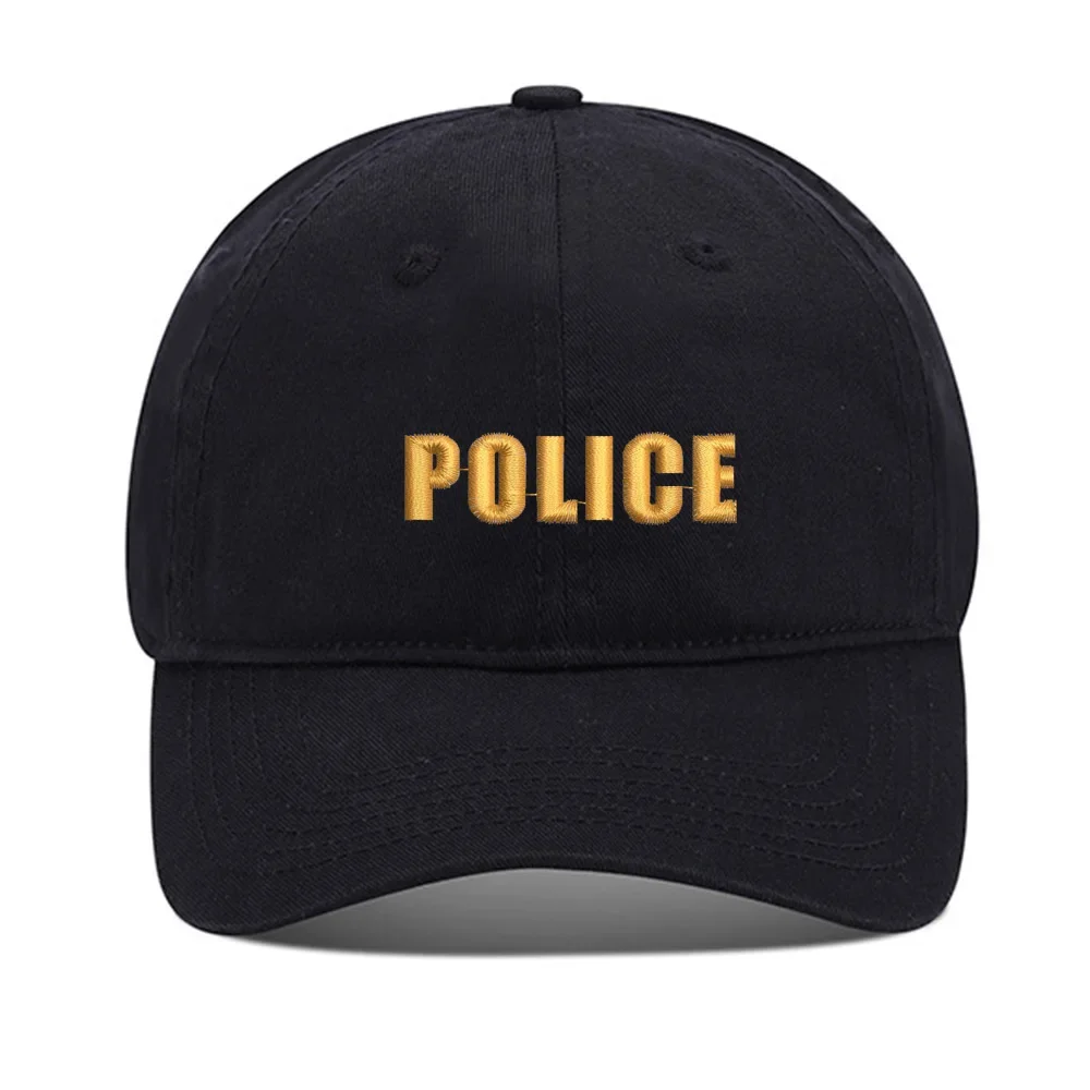 Lyprerazy Baseball Hat Police Officer Unisex Embroidery Baseball Cap Washed Cotton Embroidered Adjustable Cap