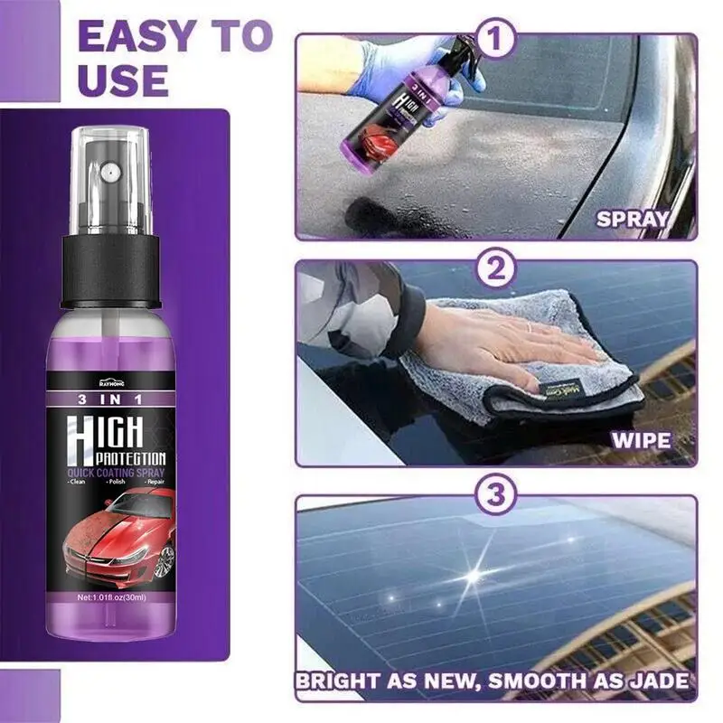 3 In 1 Ceramic Coating Spray High Protection Car Shield Coating Car Paint Repair Car Exterior Restorer For Repairing Cleaning