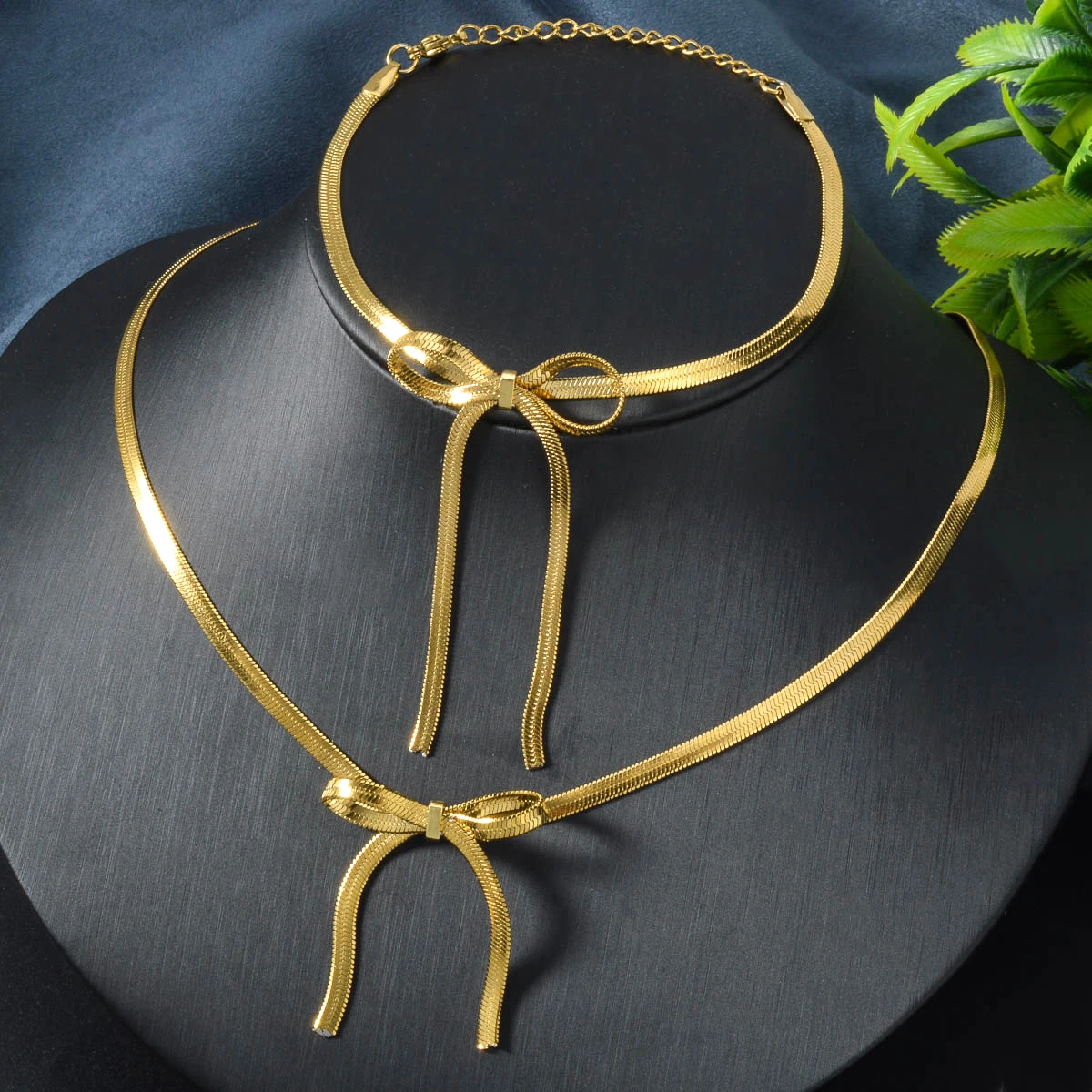

Exquisite Clavicle Chain Elegant Bow Pendant Necklace Bracelets For Women Girls Temperament Collar Chain Bangles Korean Student
