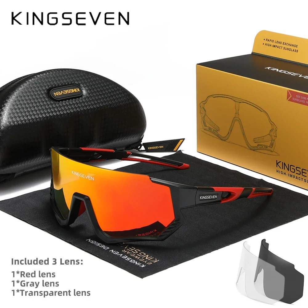 KINGSEVEN Cycling Sunglasses Men Women Bicycle Glasses Climbing Anti-UV Bike Sports Large Frame