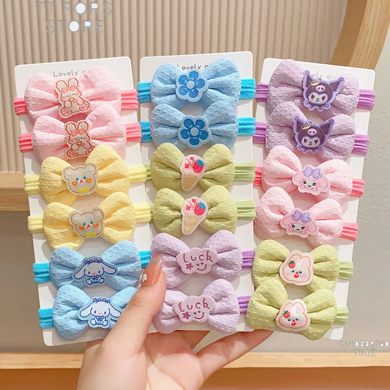 ربطة شعر جديدة للأطفال من سانريو، ربطة شعر للأميرة حلوة ولطيفة على شكل فيونكة للفتيات، إكسسوار شعر مرن، هدية للعطلات #4