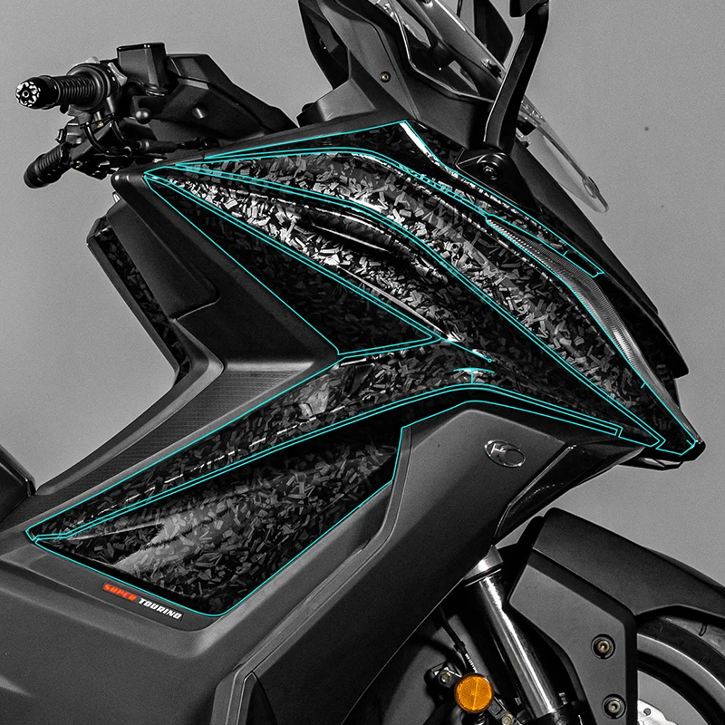 Use For KYMCO AK550 Motorcycle Forged Carbon Fiber Fairing Stickers Kits Bike Accessories Paint Area Decoration Protective Decal