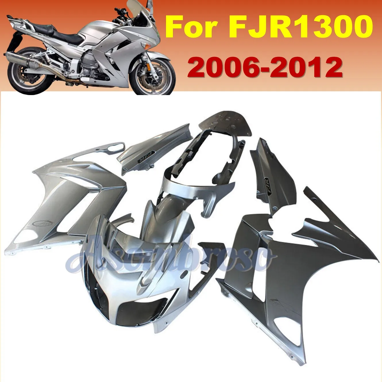 ABS Injection Molded Body Panels For Yamaha FJR1300 2006-2012 Motorcycle Fairings Set FJR 1300 2007 Metallic Grey