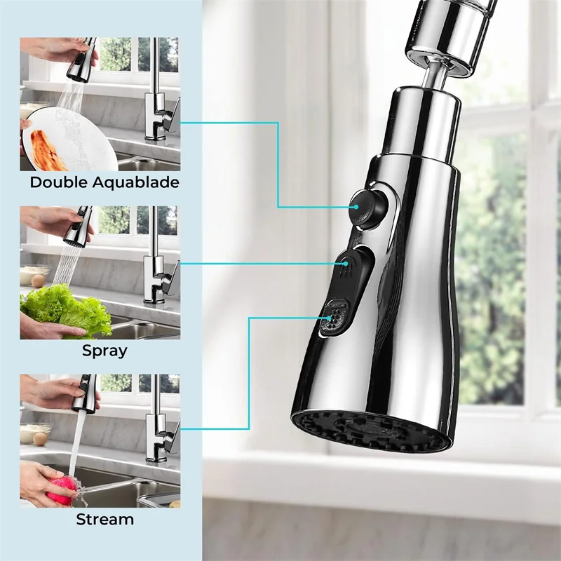 Kitchen Faucet Expander Kitchen Sink Accessories Can Rotate Freely At 360 Degrees Splash-proof Supercharged Faucet