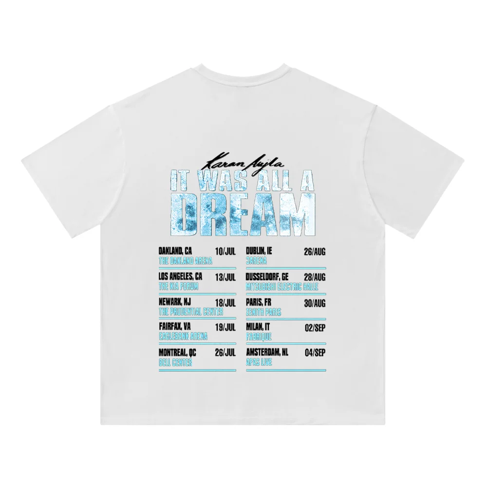 

Karan Aujla It was All A Dream Tour 2025 Merch Хлопковая футболка для мужчин и женщин Уличная одежда с круглым вырезом и короткими рукавами
