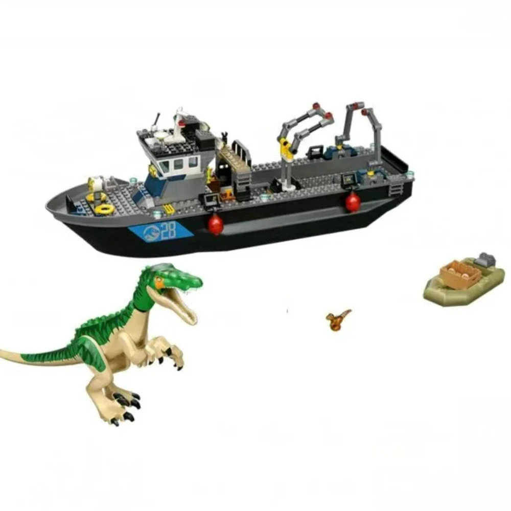 2024 Jurassics Dinosaur World Tyrannosaurus Baryonyx Transport Ship Escapes Building Block Bricks Toy for Children Gifts 76942