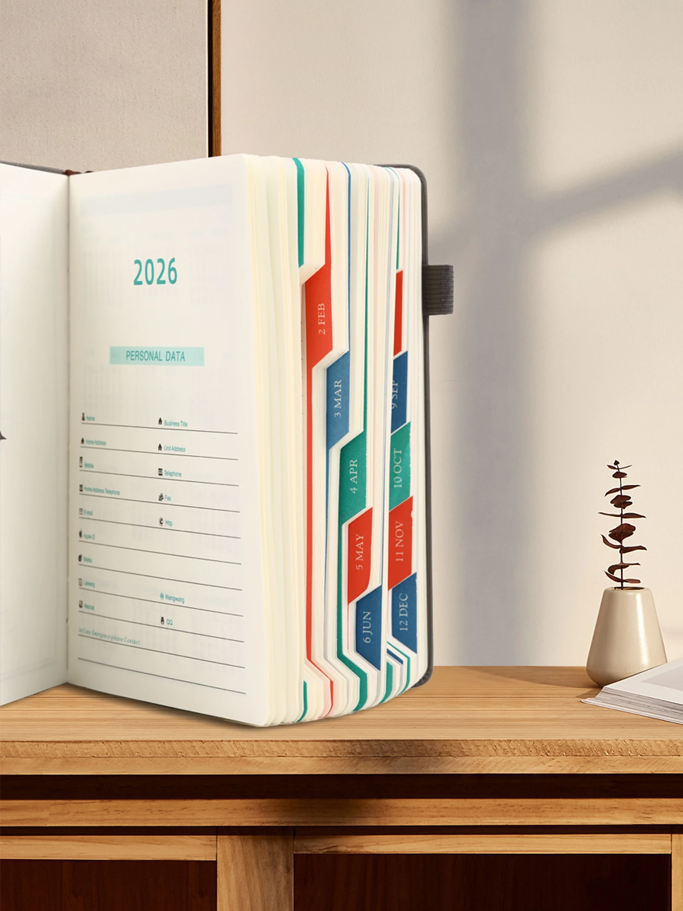 2026 Annual Plan Notebook A5 Texture PU Portable Calendar 400 Page Calendar Notebook Creative Daily Plan Calendar Reminder