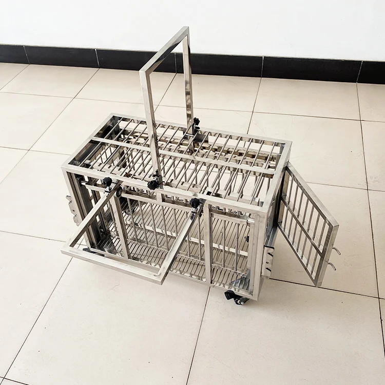 Veterinary Hospital Stainless Steel Luxury Small Animal Injection Carrier Cage With Button Closure Box Packaging