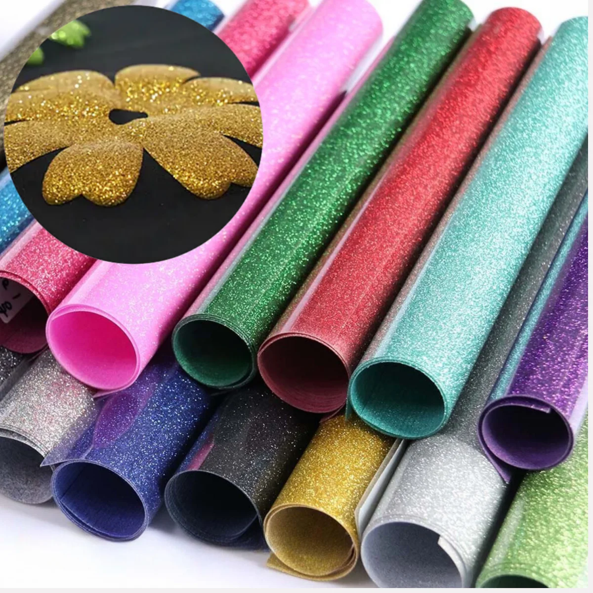 Glitter 3D Puff Vinyl Heat Transfer For Cricut- Shimmer Puff HTV Vinyl For T-Shirt Clothes Compatible with Cricut Air or Maker